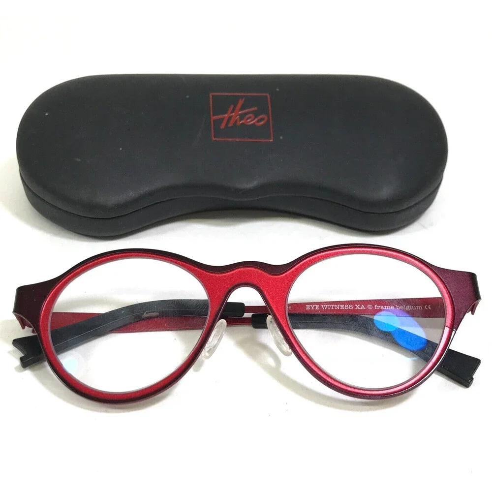 Theo Eyeglasses Frames EYE WITNESS EW XA 311 Purple on Red Round 44-19-135
